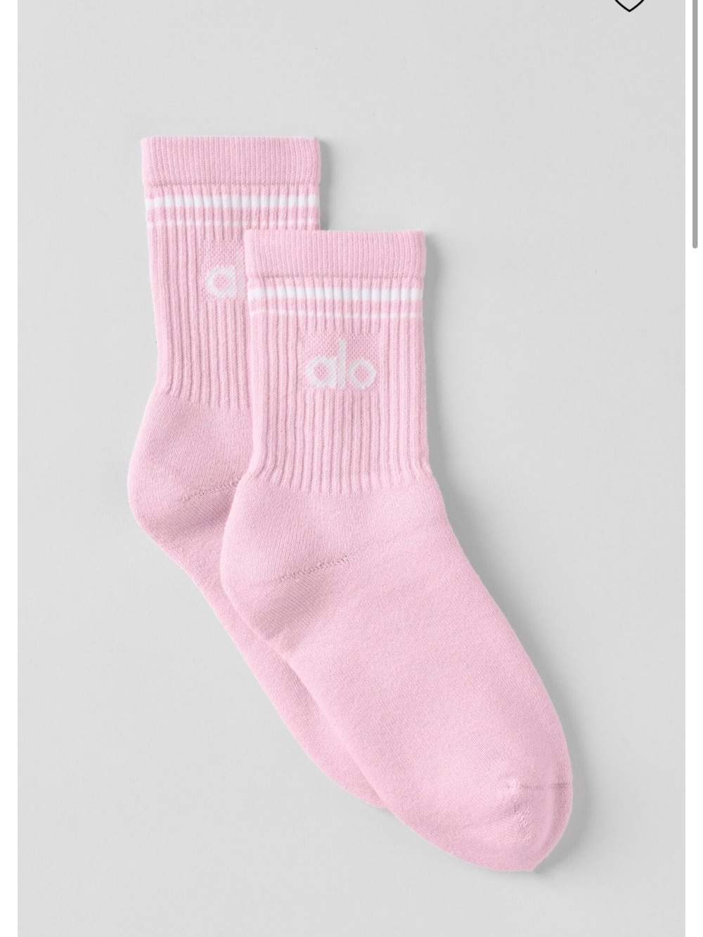 NWT Alo Half Crew Throwback socks in Sweet Pink/White sz Medium